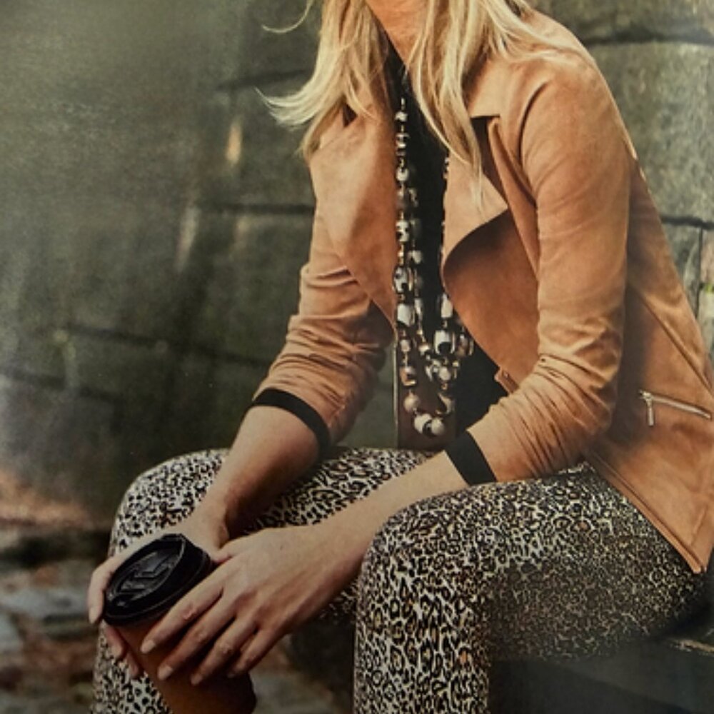 Chicos faux suede zip jacket size 3